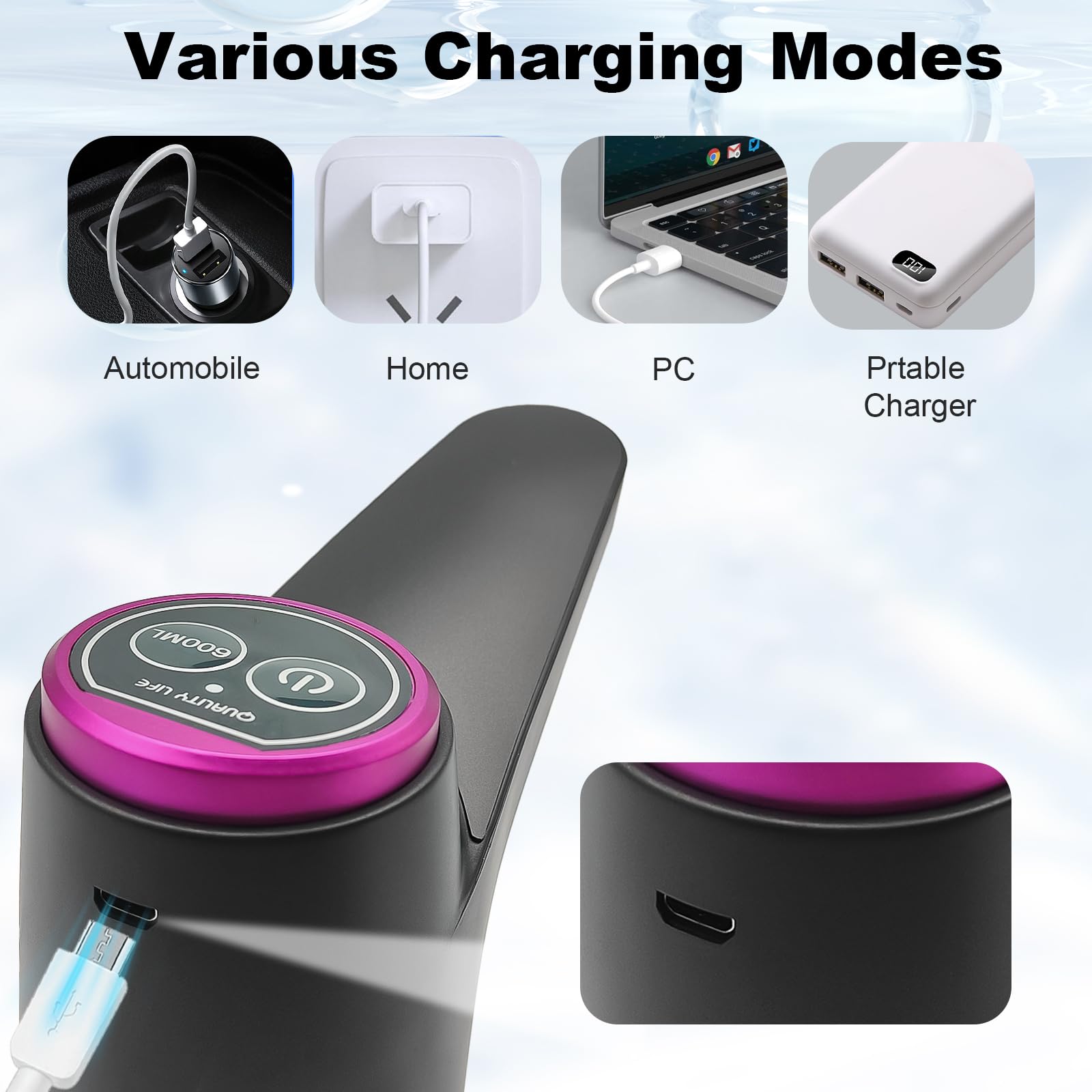 Pompe à eau potable USB 5L automatique pour cuisine bureau camping