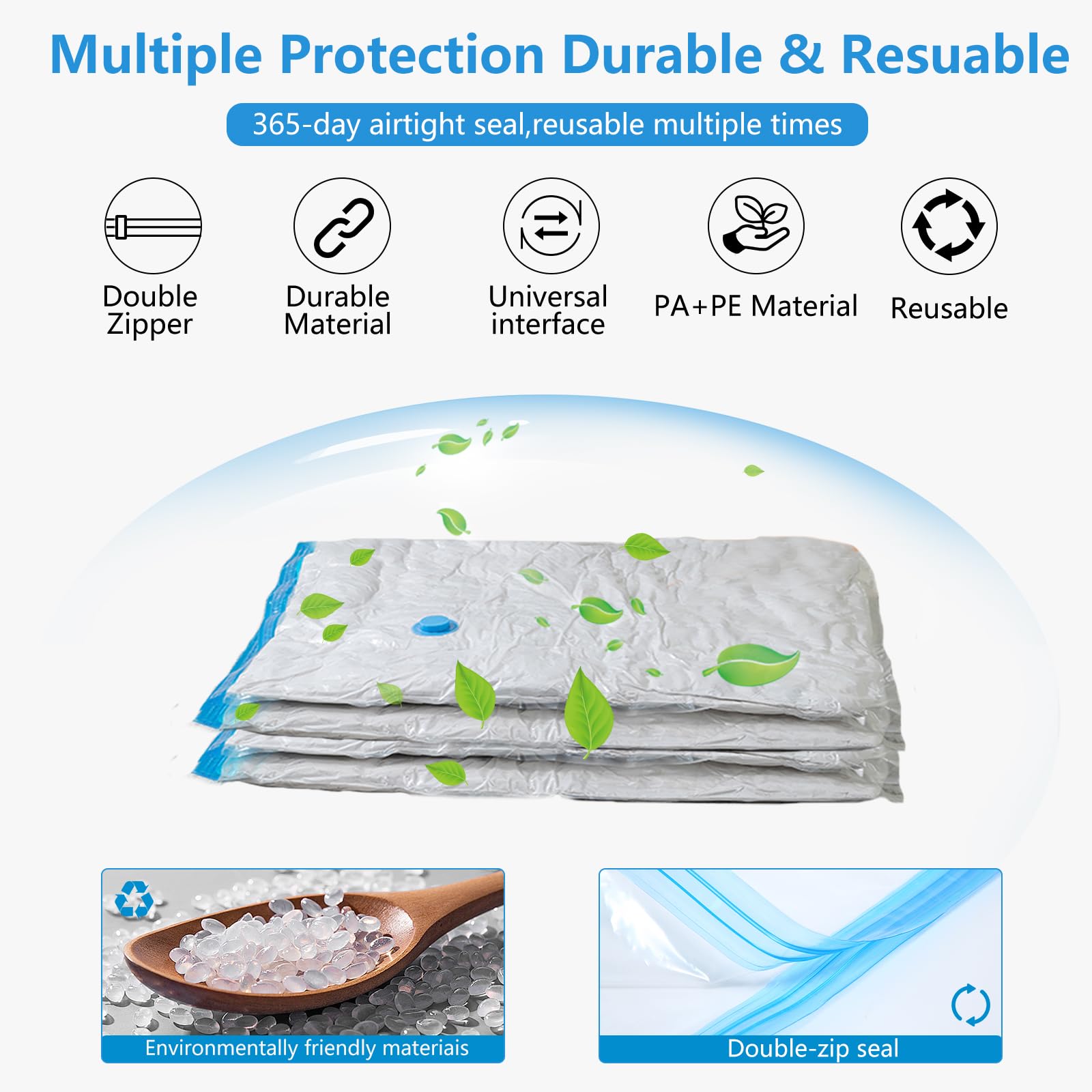 Bolsas de Vacío Ropa con Bomba Eléctrica, 20 Piezas Bolsas Vacío Para Ropa 5XL+5L+5M+5S para Guardar Ropa, Ropa de Cama, Almohadas, Mantas, Edredones, Bolsas ahorradoras de espacio - 4