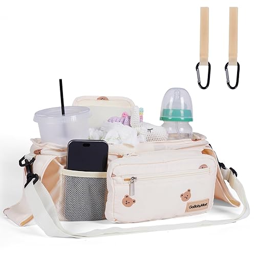 Miniatura 7 de Organizador universal para cochecito con portavasos, muñequera desmontable  Se adapta a todos los cochecitos  Organizador de bolsas de pañales para