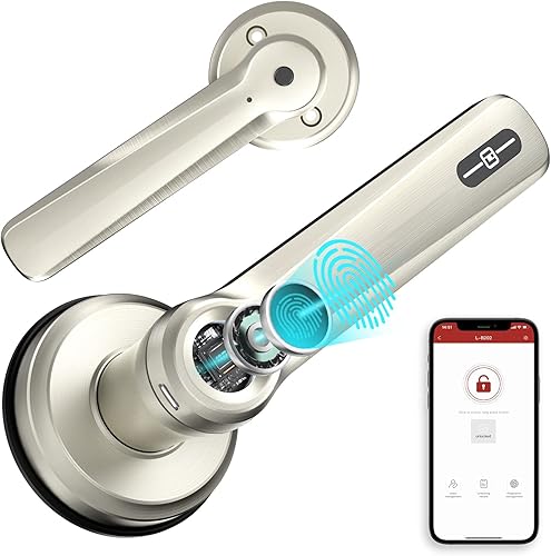 Geek Smart Cerradura de puerta de huellas dactilares con aplicación perilla de puerta biométrica con huellas dactilares cerradura de puerta