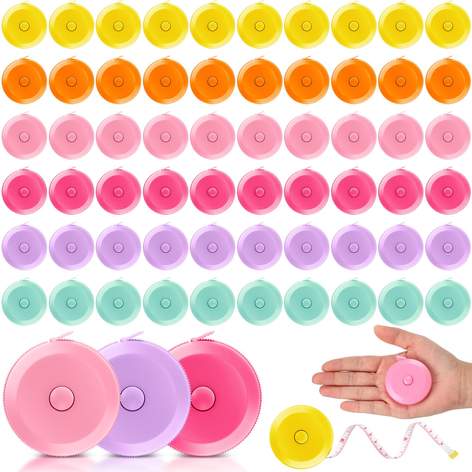 Kigeli 100 Pcs Tape Measure 60 Inch Retractable Measuring Tape Soft Measurement Tape Sewing Fabric Tape Measurer Flexible Pocket Cloth Fabric Measurement Digital Tape for Body (Multicolor)