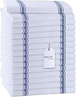 Avalon Kitchen 15-Pack Blue Striped Cotton Dish Towels 15x25 Inch - Soft Absorbent Reusable Tea Towels for Kitchen Cleaning