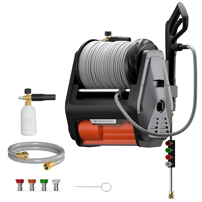 长颈鹿工具高压清洗机Pro，3700 PSI，暗银色