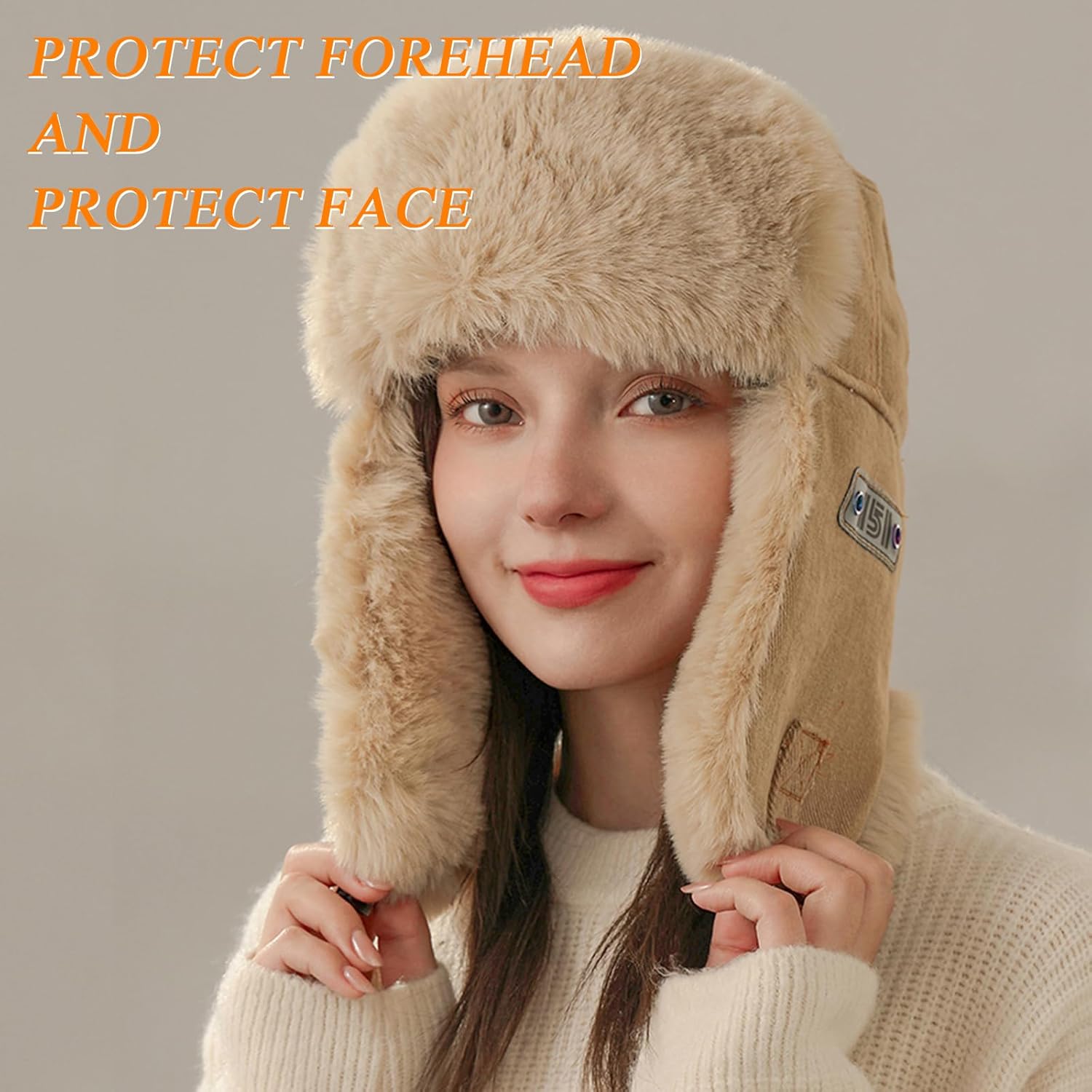 Russian Winter Hat for Men Women - 3-in-1 Windproof Plush Trapper Hat, Thermal Ear ProtectionHat, Cycling Skiing