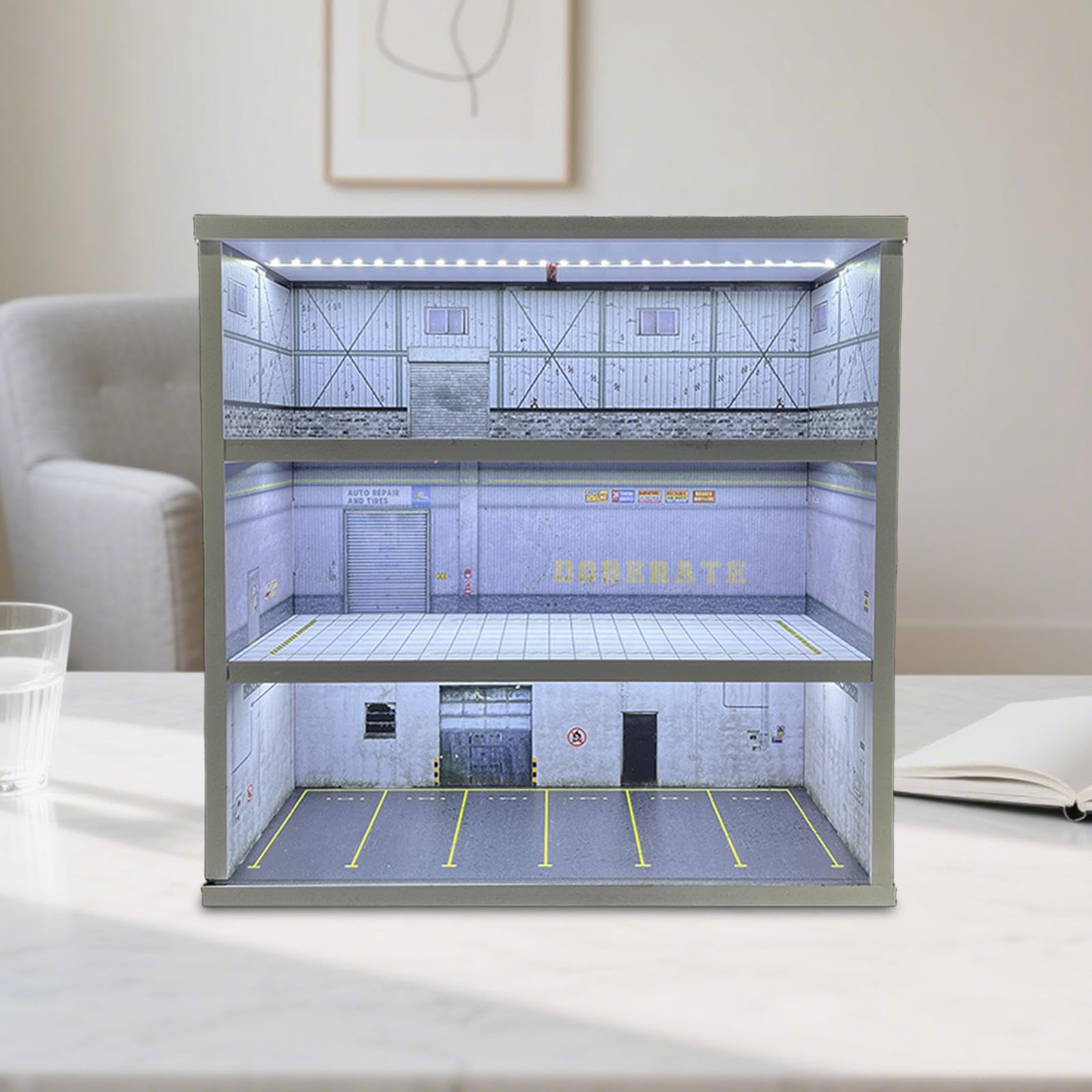 Modellauto Vitrine Im Maßstab 1:64, Parkplatzszene, Garagendiorama, mit, Sammlergeschenk, Ornament, Miniaturszene, Style B