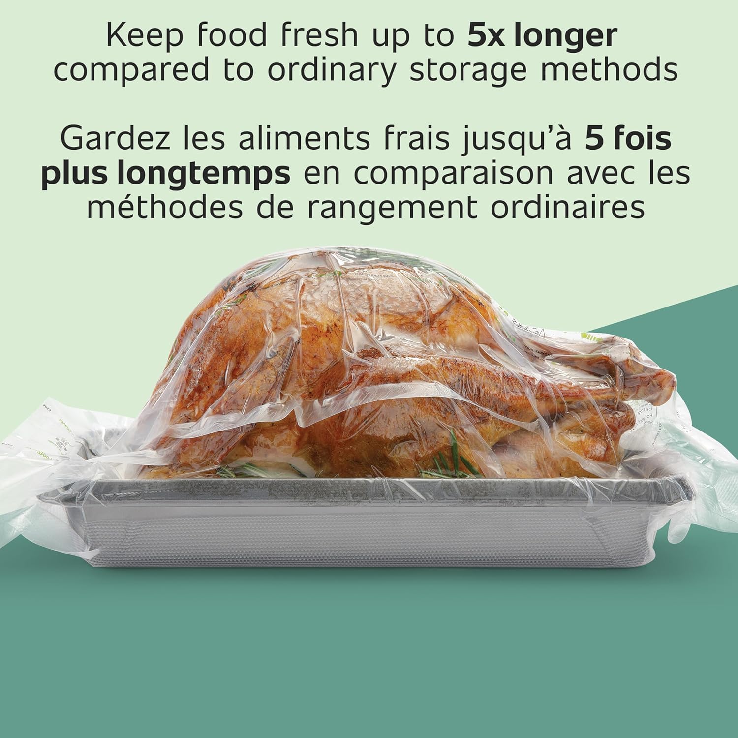 FoodSaver 4-Pack - 11" x 16' Vacuum Sealer Rolls for Custom Length Airtight Food Storage and Sous Vide Bags, BPA-Free Vacuum Sealer Rolls (27.9 cm x 4.87 m)