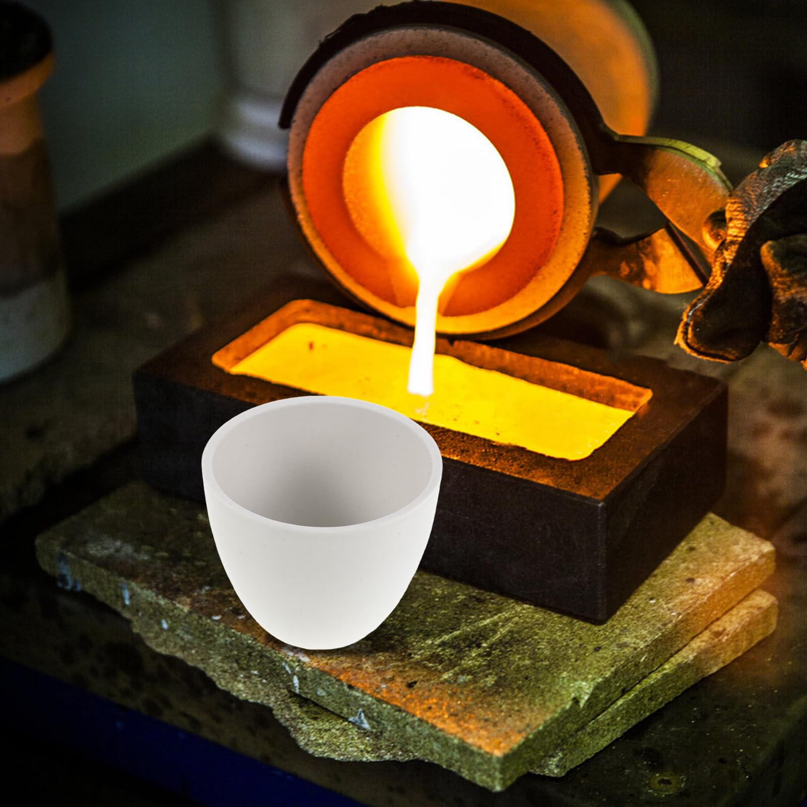 ABOOFAN Crogiolo di Grafite per Fusione di Metalli da 150 Ml, Pareti Spesse e Resistente al Calore Estremo, Utilizzabile in Laboratori di Oreficeria e Raffinazione di Rame e Ottone