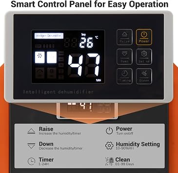 COSTWAY 60L/Day Commercial Dehumidifier, Industrial Air Dehumidifiers Building Dryer with 24H Timer, Auto Defrost, Handle, Drain Hose & Intelligent Protection System, Large Spaces up to 560㎡ (Orange)