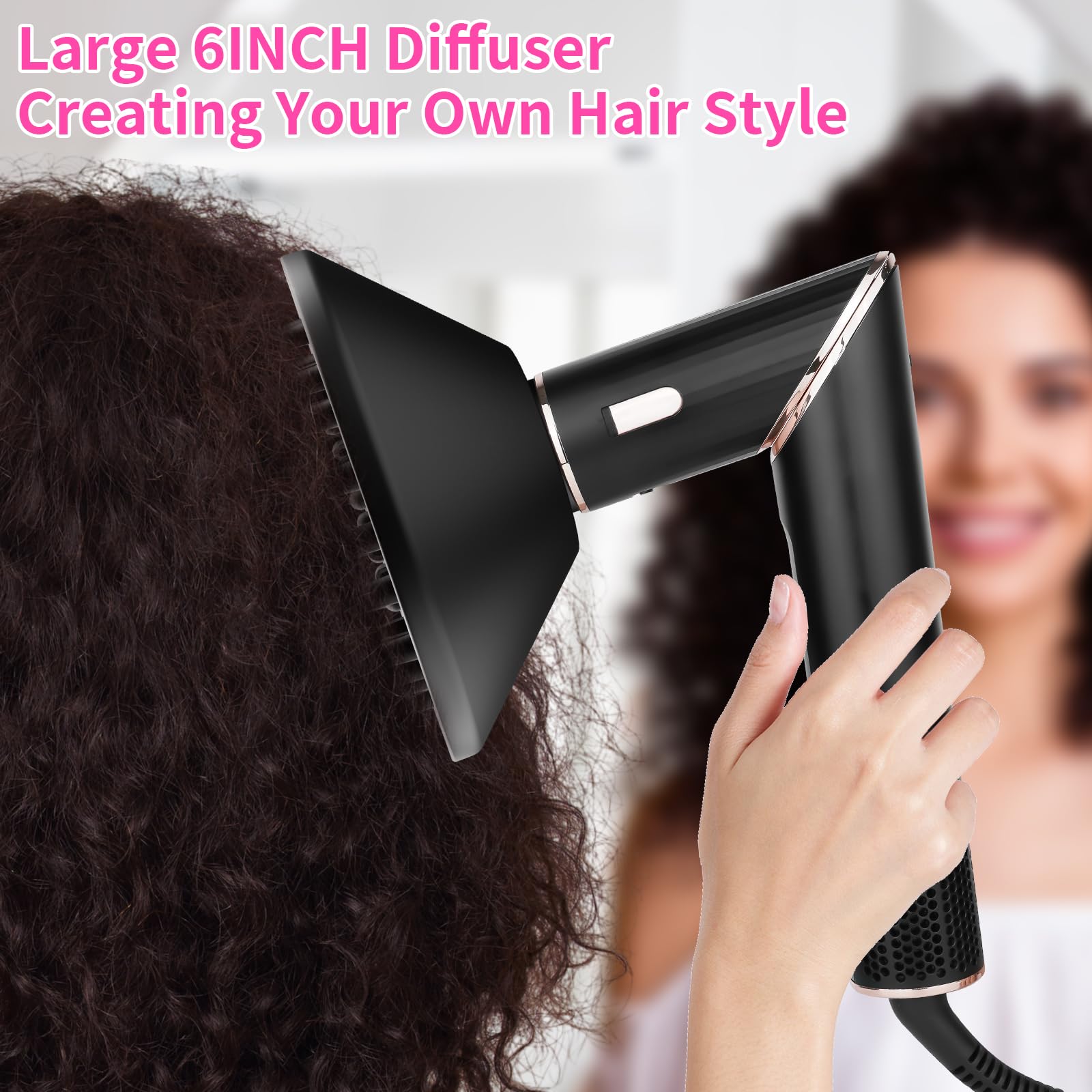 Difusor grande de 6 pulgadas para fijación estilo Shark Flex, difusor de cabello más grande mejorado compatible con Shark FlexStyle, accesorio difusor de secado rápido definición de rizos para 7