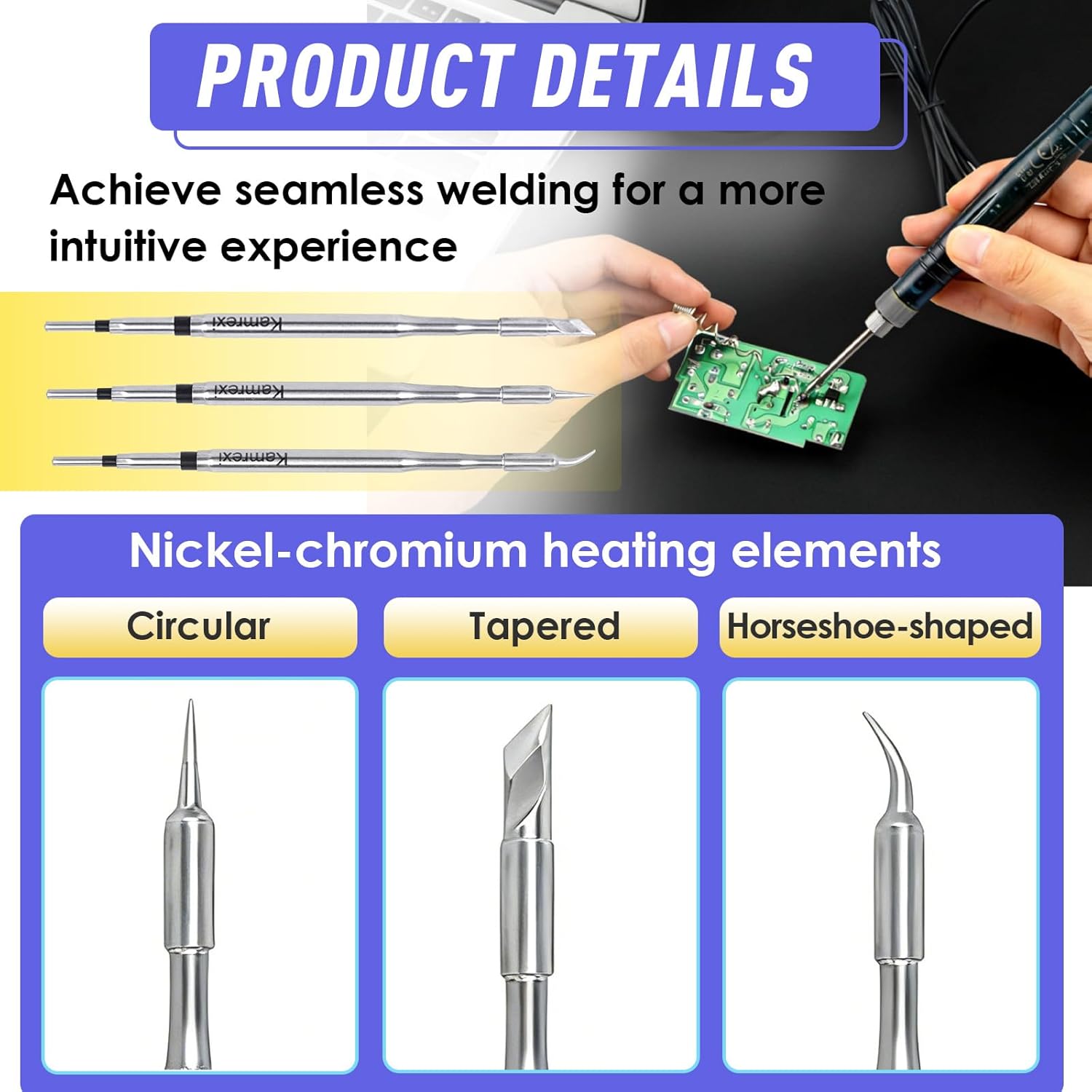 6 Pcs C210-K/I/IS Soldering Iron Tips Compatible with JBC/Sugo/Aifen/Quick/Yihua/T210/T26/A9 Soldering Station, Solder Tips Replacement, Rapid Heating, Minimum Required Power 12W
