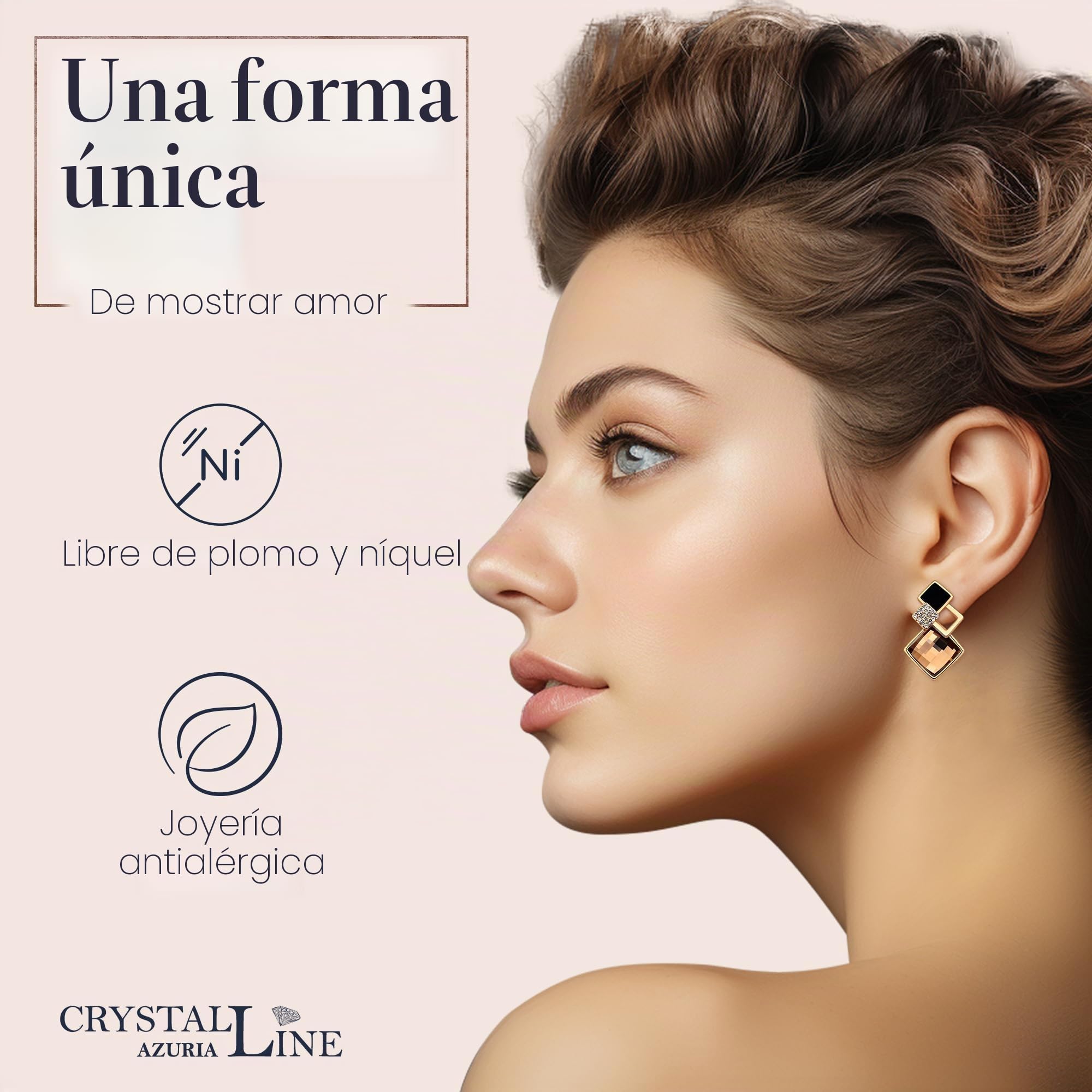 Crystalline Azuria Mujer 18ct Chapado en Oro Cristales Marrón Topacio simulado Rombo Retro Pendientes para Mujer y Niña