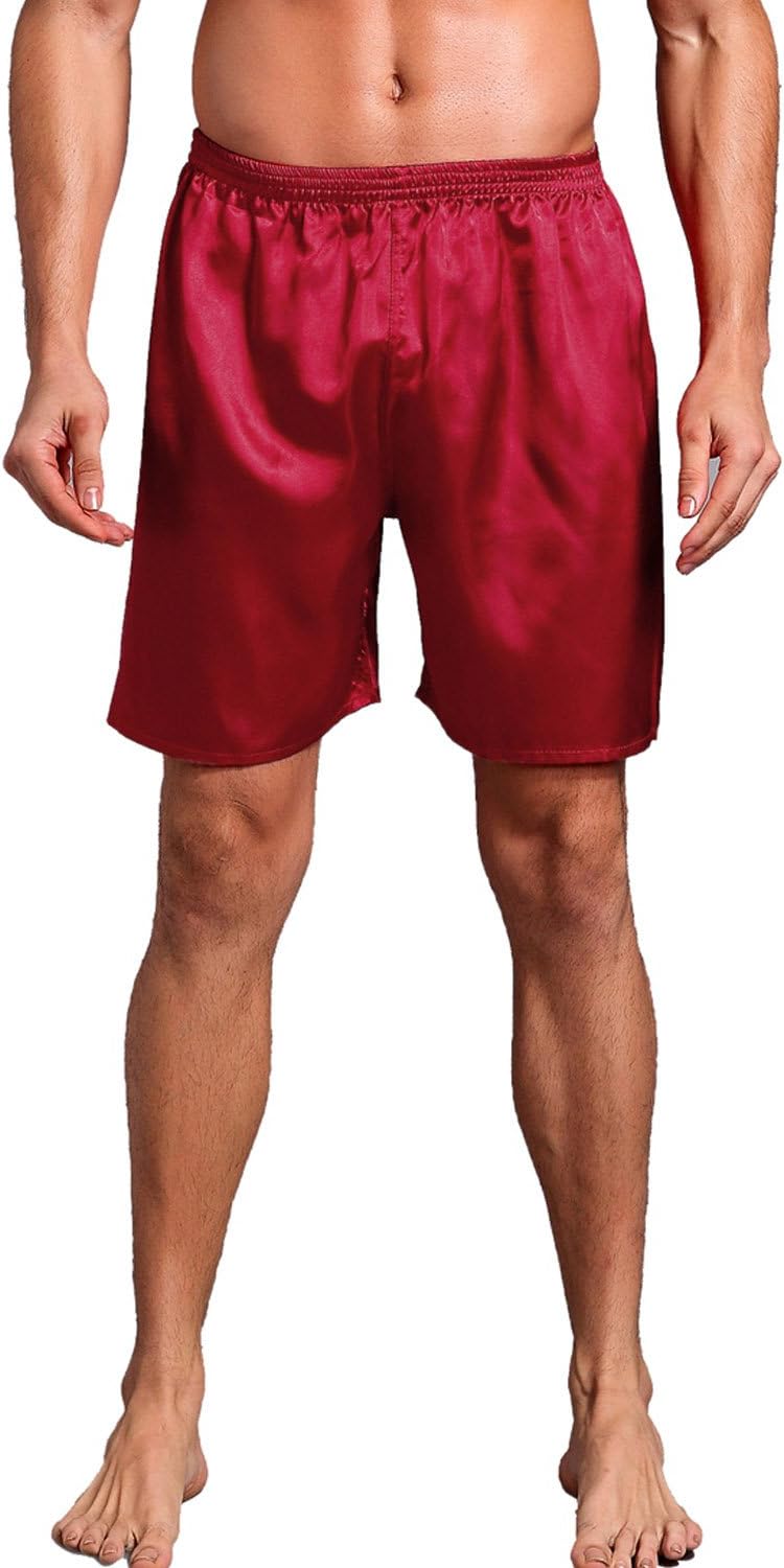 Mens Satin Boxers Shorts Sleepwear Satin Pajama Bottom Underwear Silk Sleep Shorts