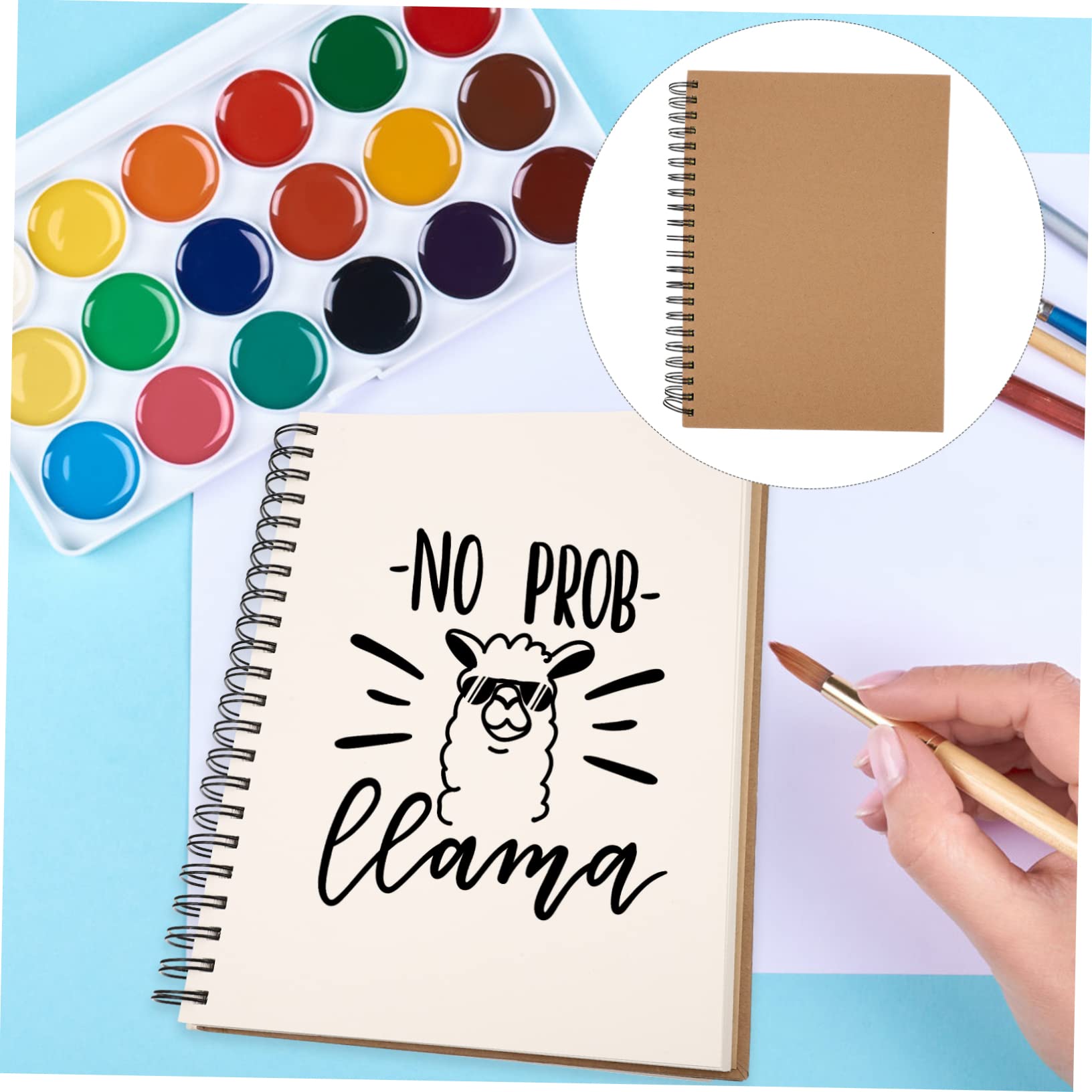 HOMSFOU Taccuini Da in Stile Semplice Spirale Per Studenti Dipingere Artistico Vuoto Taccuini Portatile