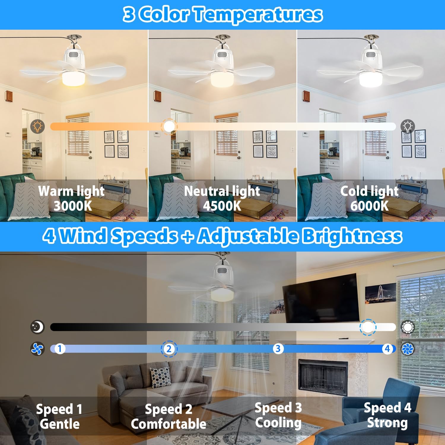 Gazebo Fan Outdoor Hanging with Light, Patio Plug in Ceiling Fan with 16.5ft Cord, Remote & Hook, Portable for Outside Canopy, Pop up Tent, Pergola (10'')