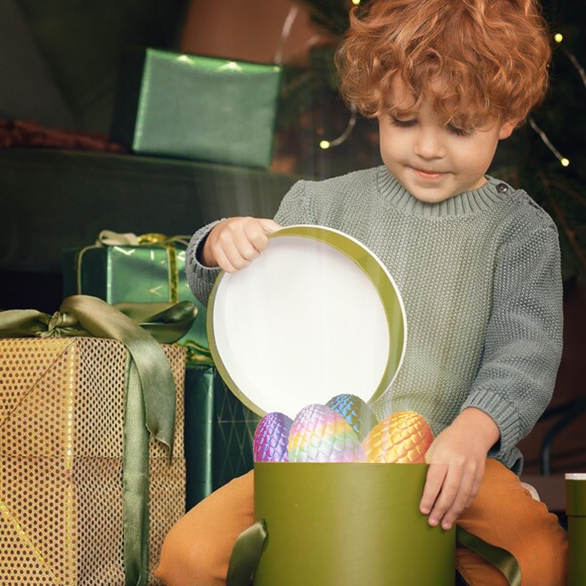 3D Printed Dragon in Egg, Articulated Crystal Dragon Fidget Toy with Wings, Mystery Easter Basket Stuffers for Kids & Teens, Stress Relief Desk Toy