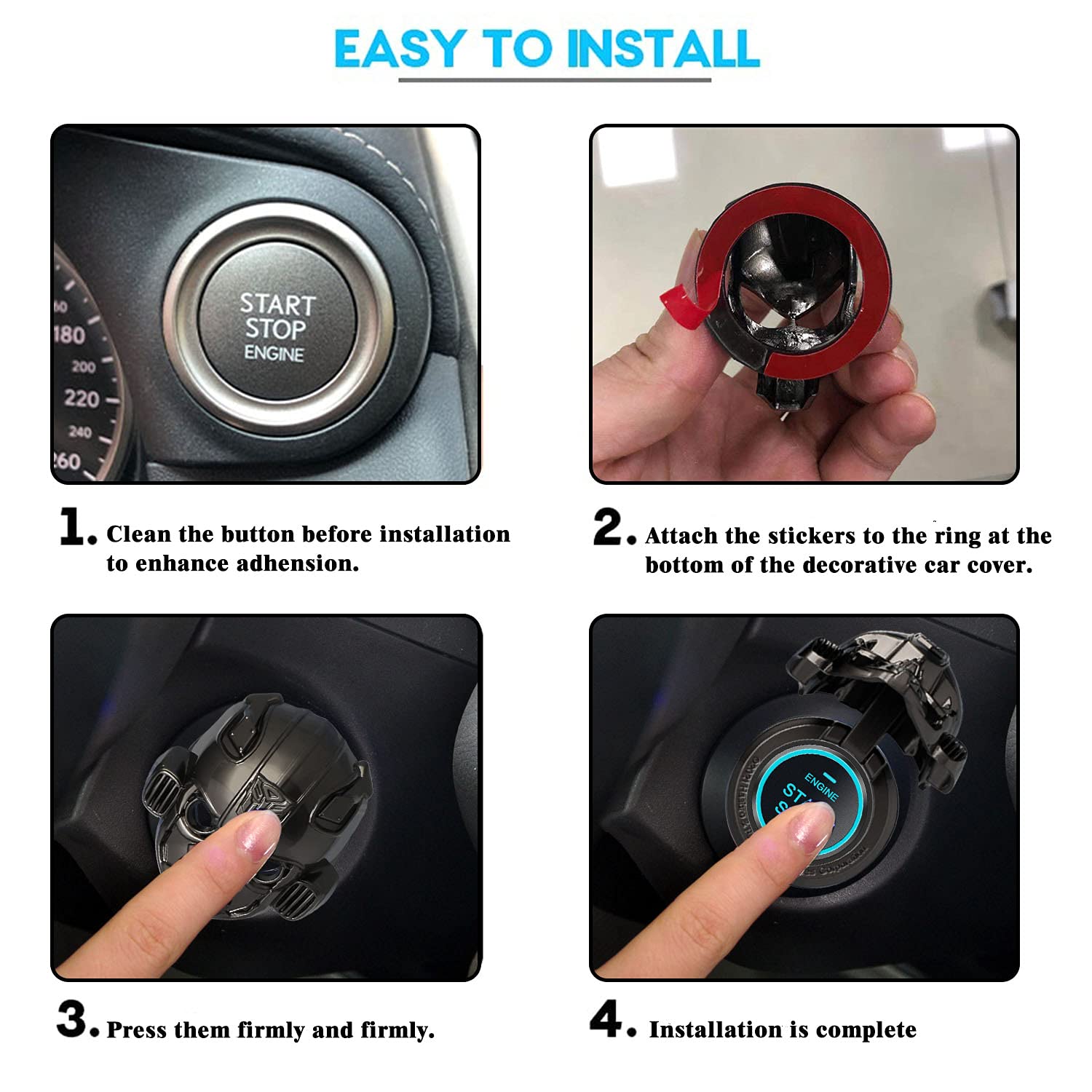 Bumblebee Car Start Button Cover Auto Engine Ignition Start Stop Button Cover Replacement Pushbutton Car Engine Start Stop Trim Protector Key Ring Circle Cover Car Interior Accessory : Automotive