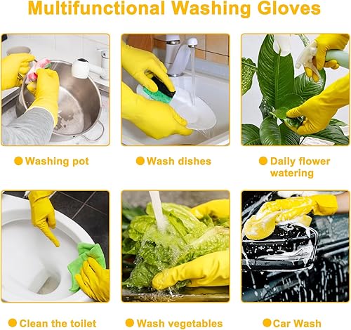 Miniatura 7 de HOFASON 3 Pairs6 Pairs Rubber Gloves Cleaning, Waterproof Kitchen Gloves for Hand Protection