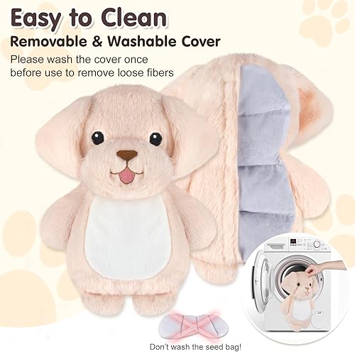 Vista 39 de Highland Cow Almohadillas térmicas para microondas para vientre, cuello y hombros, felpa calentable con calor húmedo, funda de felpa extraíble