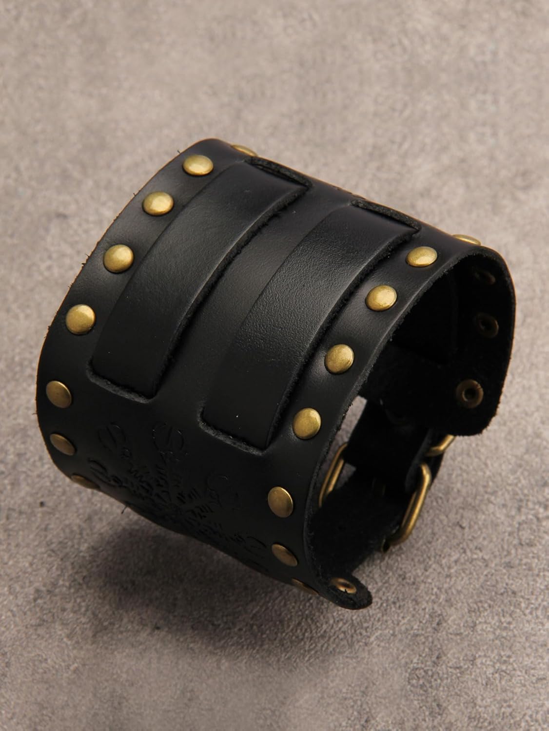 Jeilwiy Leather Cuff Bracelet for Men Faux Leather Wrist Cuff Wide Leather Wristband Punk Leather Bracelets - Image 2