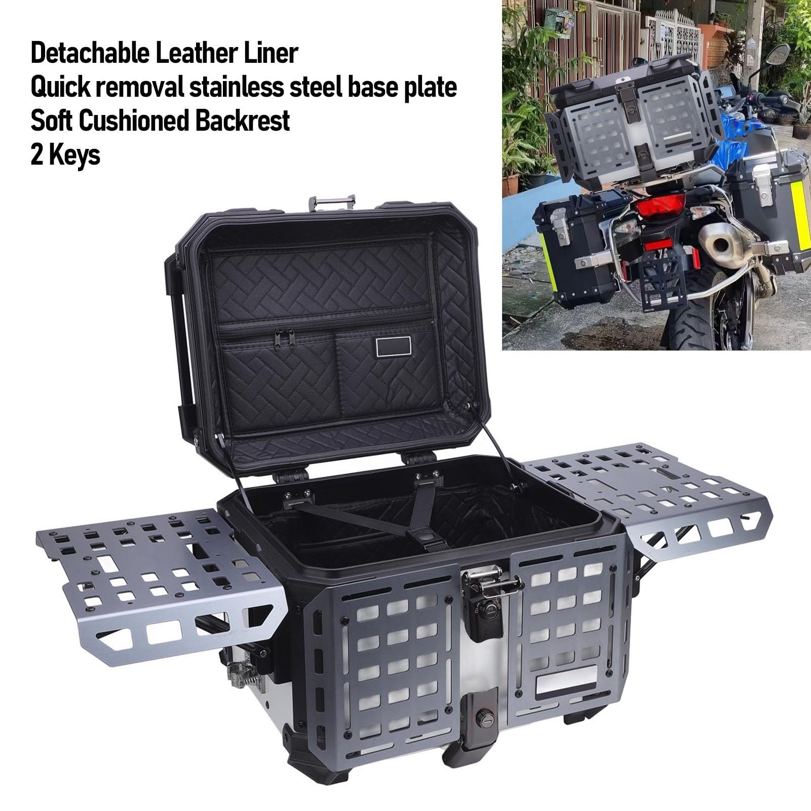 Universal Fit Motorcycle Rear Storage Box Anti Theft Lock Water