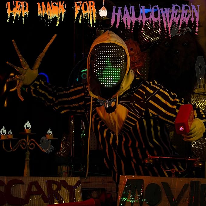 Máscara LED NICENICY para adulto, 50 caras, gestos, Halloween miniatura 8