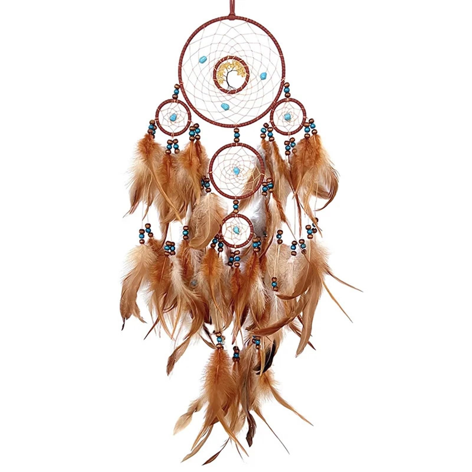 Dream Catchers Feathers Dreamcatcher Dream Catchers Retro Manual Home Decoration Lucky Tree Wall Ornament(Color-A)