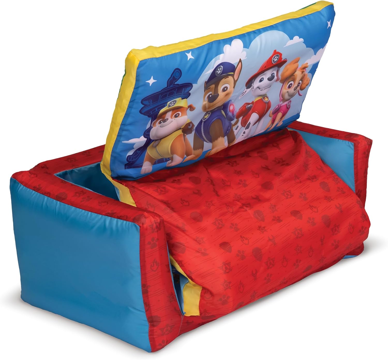 Paw Patrol Kids Sofa Bed, Children 2-in-1 Flip Open Inflatable Comfy Couch to Lounger, Toddler Nap Mat, Over 4ft Long