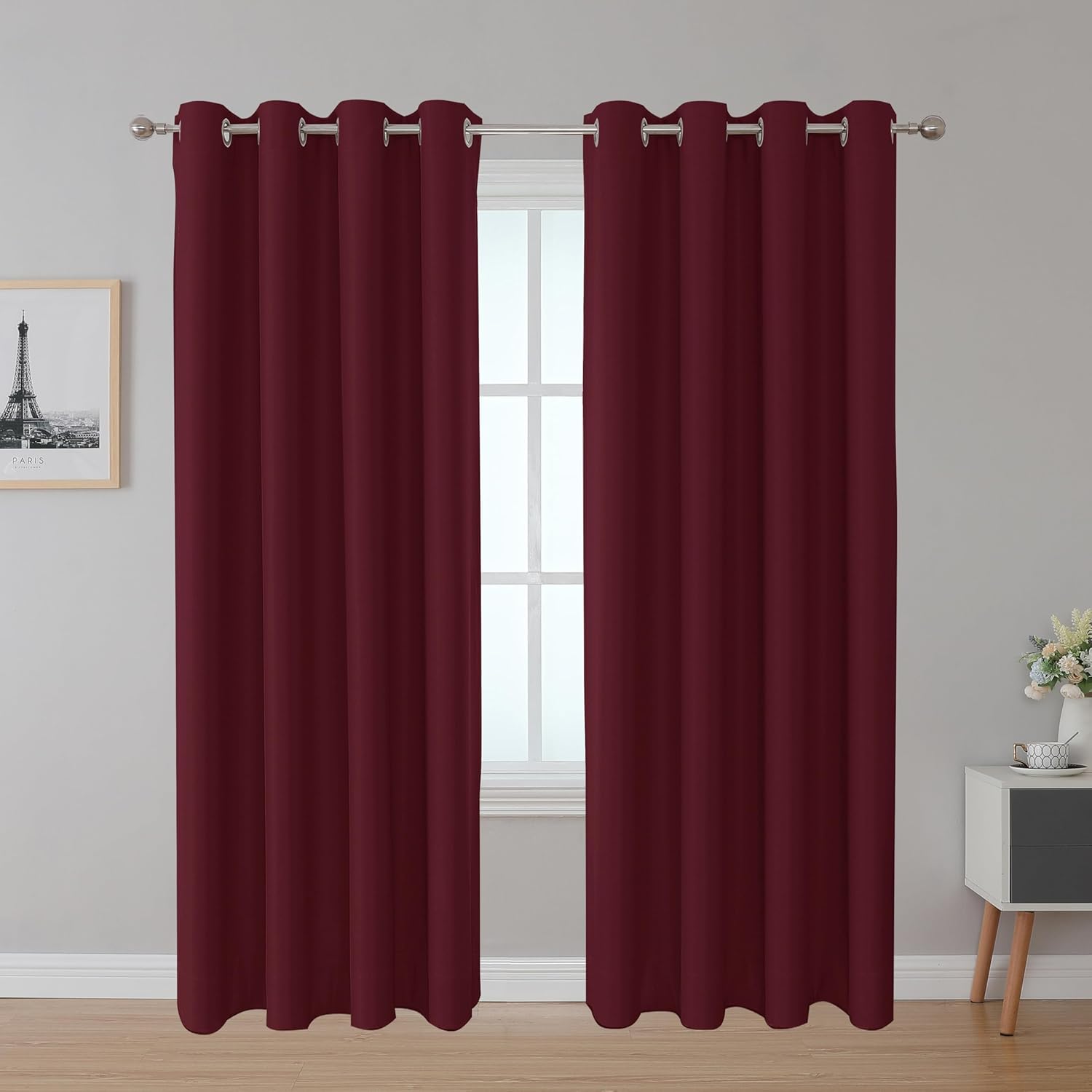 Fire Retardant Curtains - NFPA 701, Grommet Top 2 Panels Brown, Room Darkening for Nursing Home/Classroom, 52x84 Inch