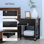 HOMCOM Modern Nightstand, Side Table with Drawer and Storage Shelf, End Table for Living Room, 19.7" x 13.8" x 23.6", Black