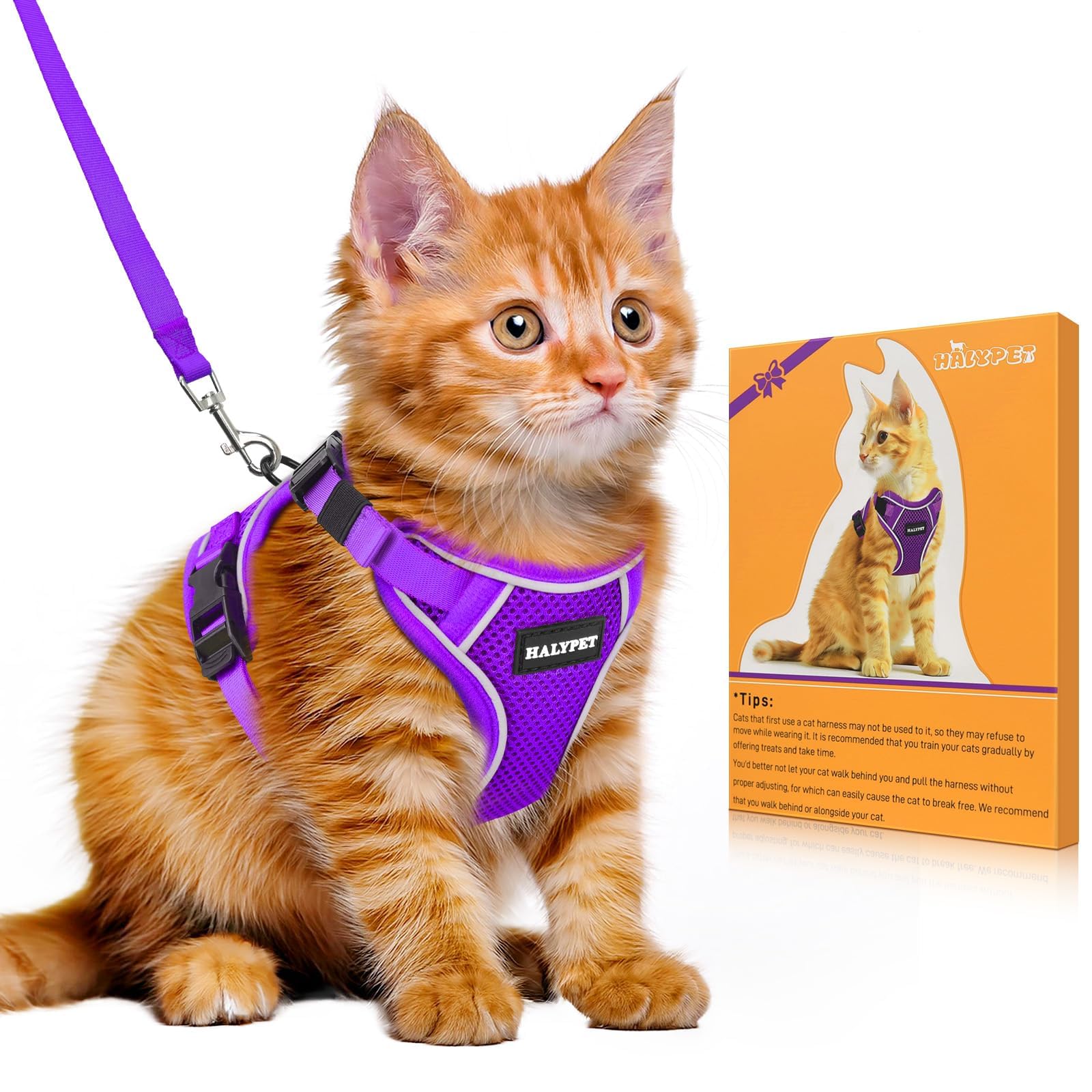 HalyPet Cat Harness and Lead Set, Escape Proof Adjustable Kitten Vest