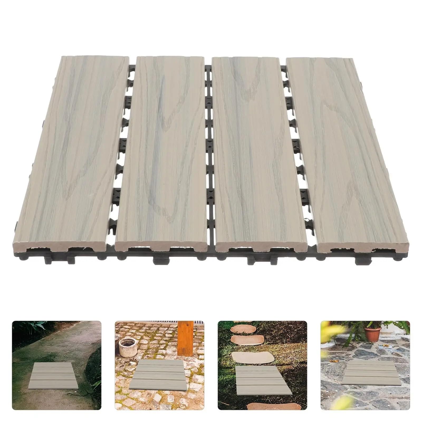 Baldosas De Terraza Exterior Suelo de madera y plástico, 10 piezas, baldosas impermeables for terraza, jardín, balcón, baño, exterior, interior, empalme suelo