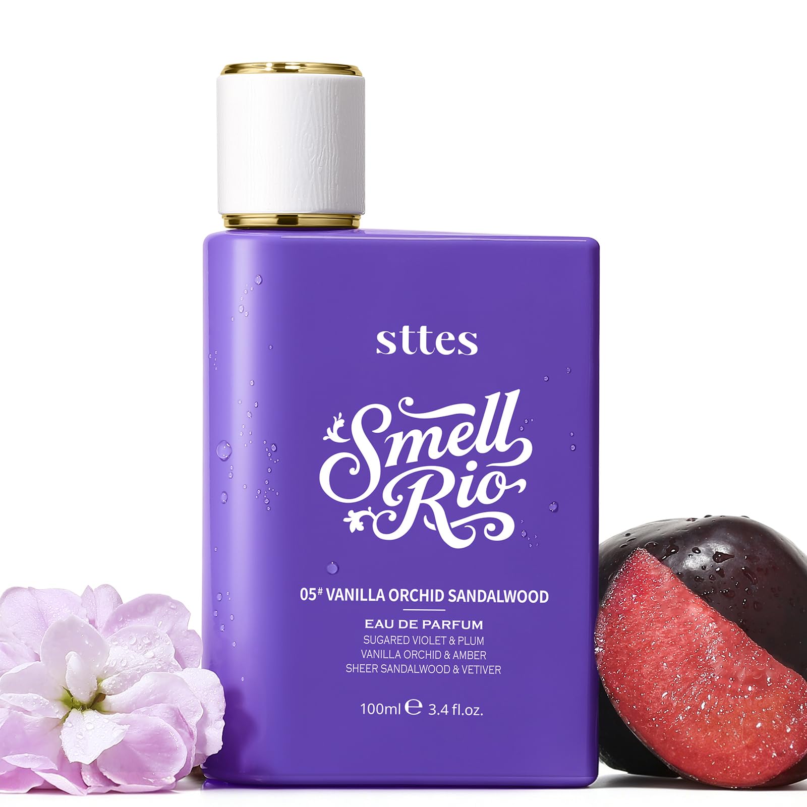 Sttes Smell Rio Perfume 05# (Vanilla Orchid Sandalwood) - Eau De Parfum, 100ml/3.4 fl.oz, Purple, Sugared Violet & Plum, Amber & Vetiver Notes