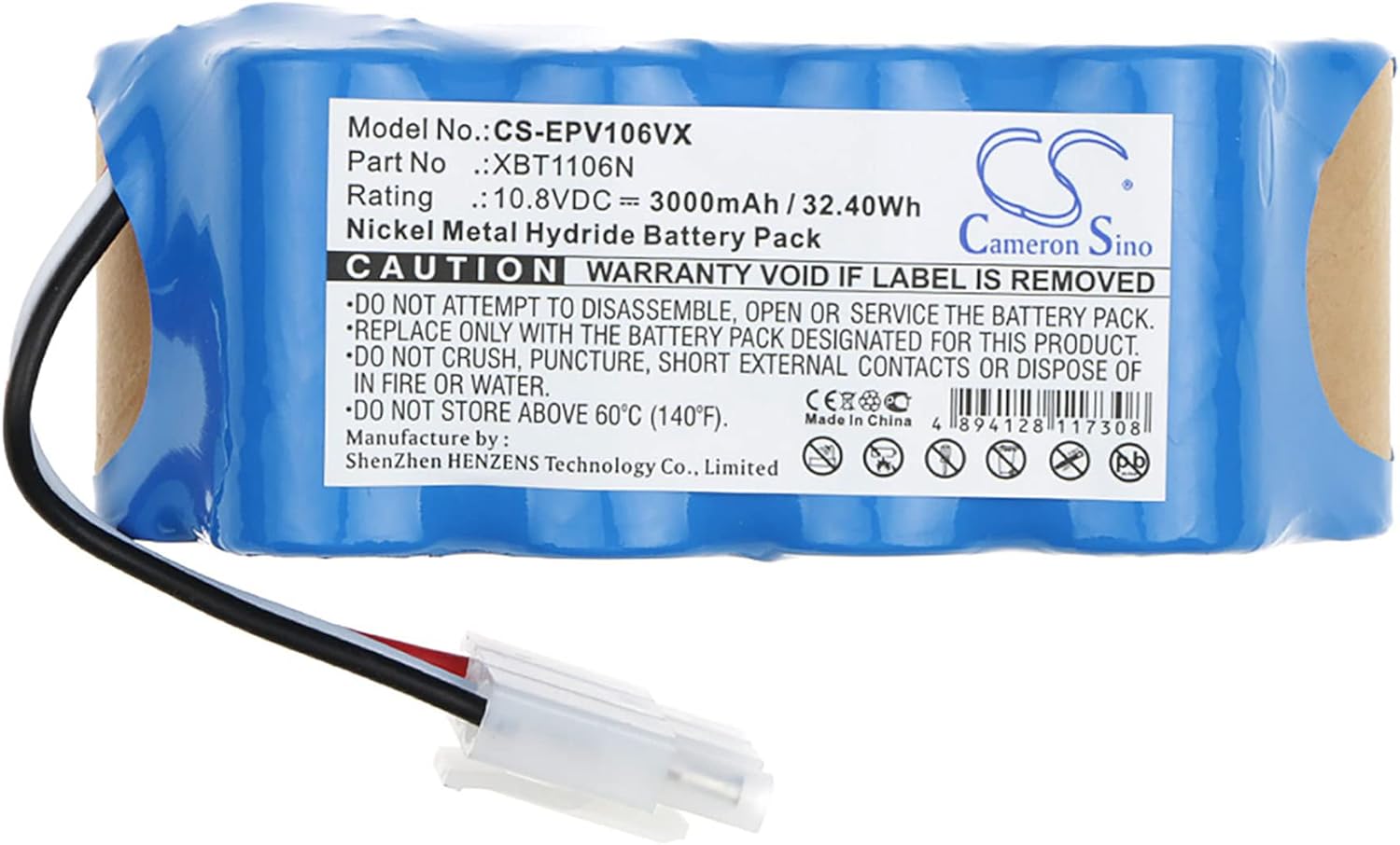 Cameron Sino Battery for Euro Pro Shark Navigator SV116N Freesty, SV1106N, Shark SV1106N SV1110 SV1110N SV116N SV11O6N XBT1106N 3000mAh