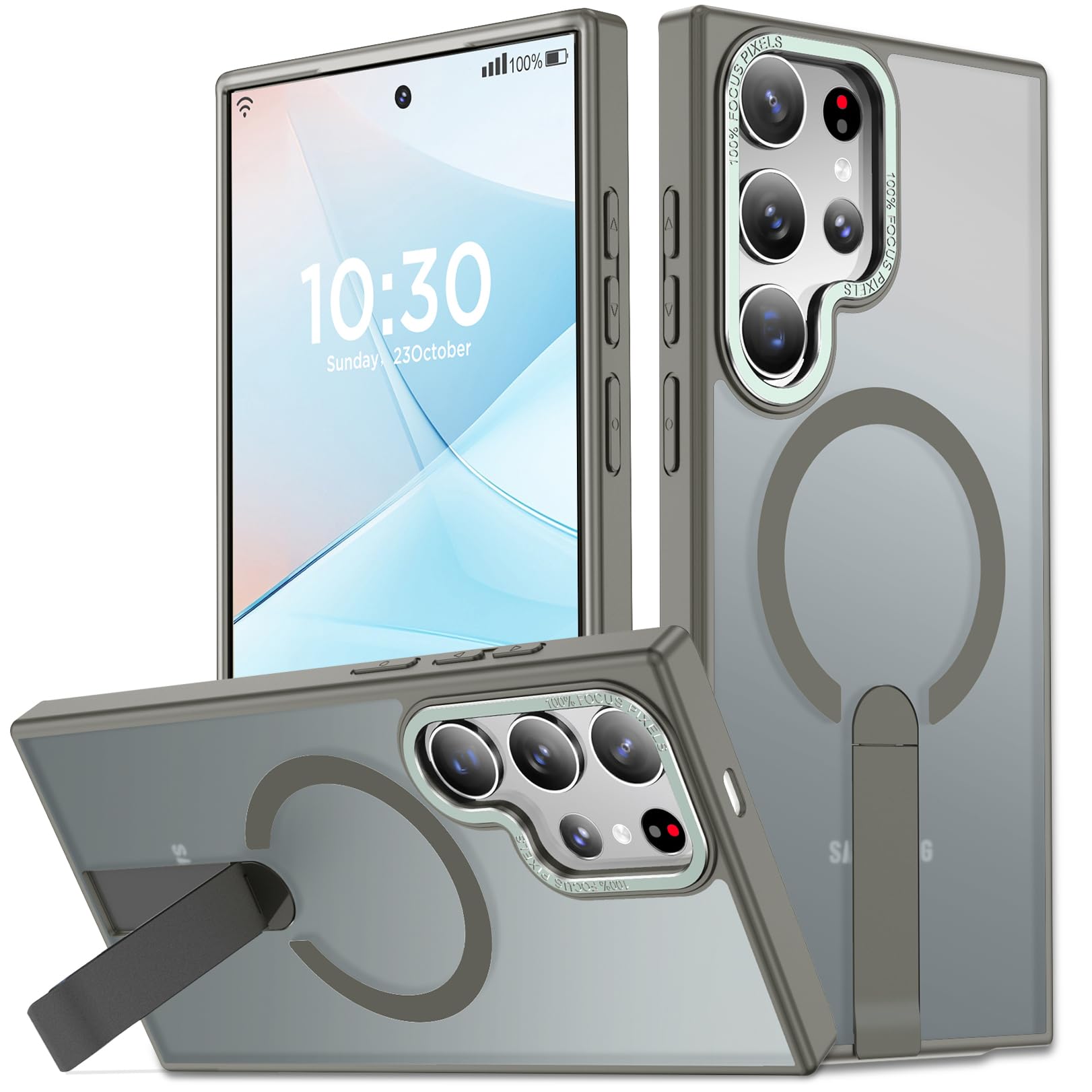 EMMPITU for Samsung Galaxy S23 Ultra Phone Case, S23 Ultra Magnetic Case Built-in Invisible Stand [Compatible with MagSafe] [Military-Grade Protection