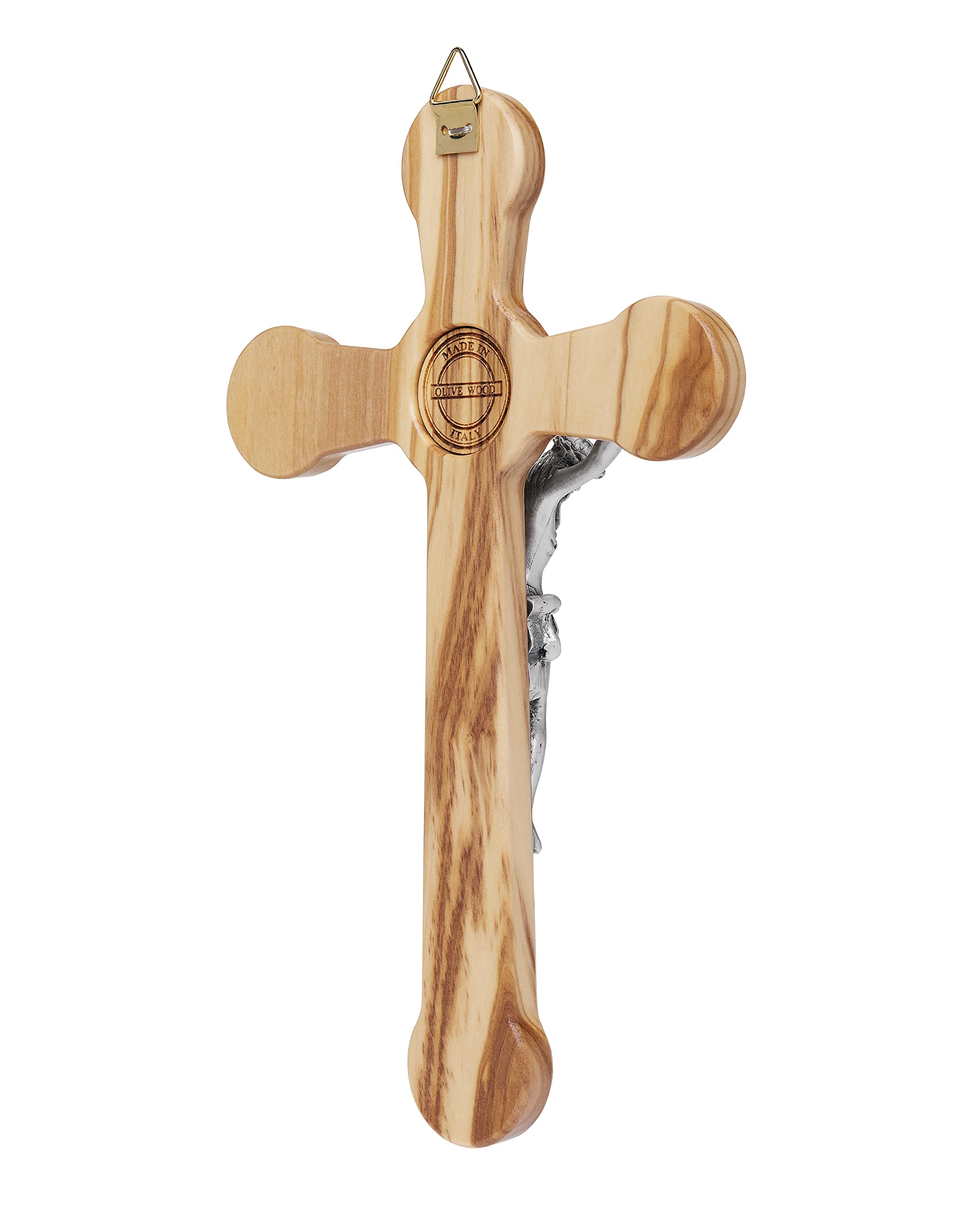 Mondo Cattolico - Crucifix wall cross Catholic Benedict During Pope's Angelus, Olive Wooden Wall crucifix with Jesus Crown of Thorns and the Four Roman Basilicas Medals - Jesus crucifix 7,87