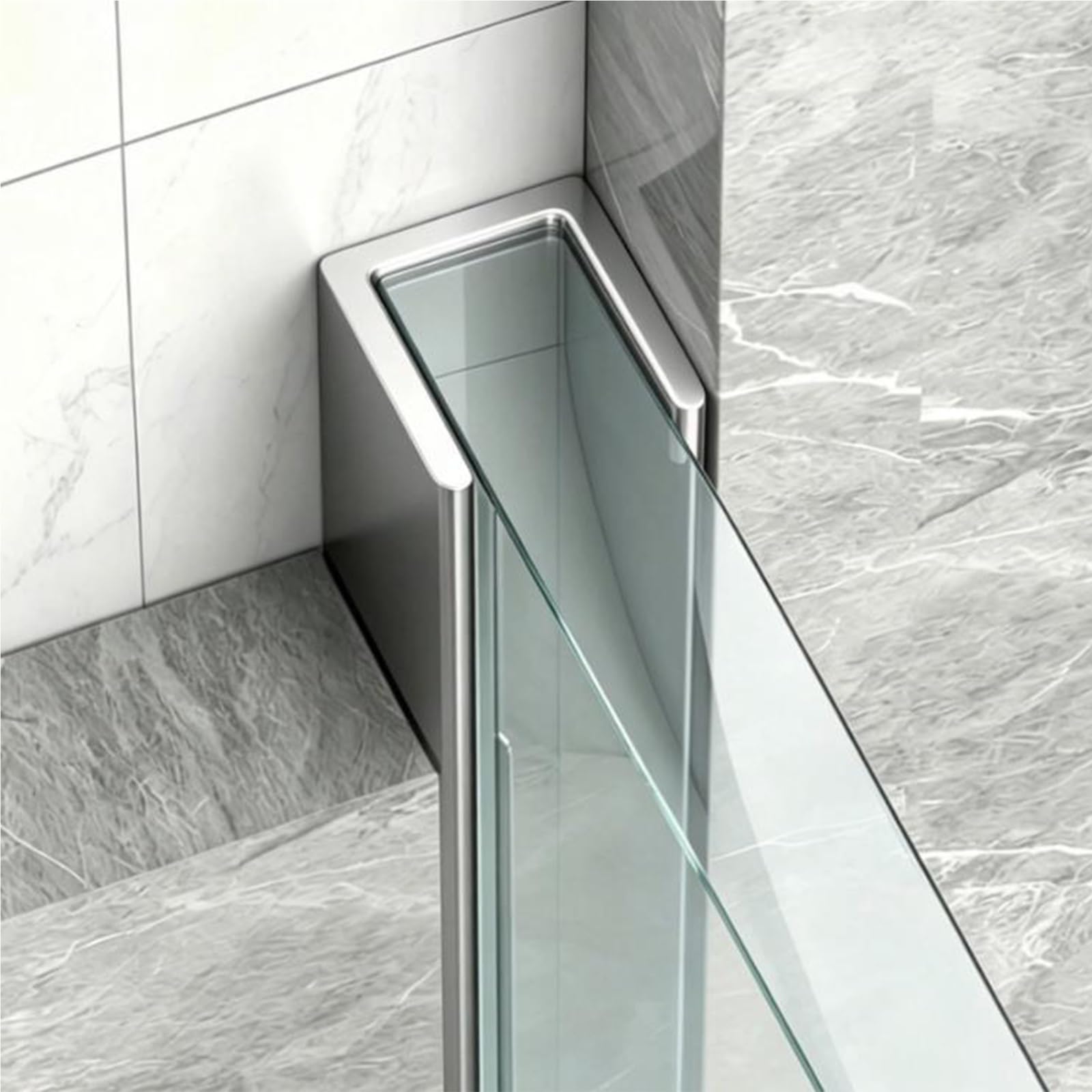 Yllffll 8Mm(2/7") Frameless Shower Glass Door Channel For Home & Commercial, Customizable Glass Shower Door Bottom Guide U- Track，Wet/Dry Separation Partition Channel(,L0.6m(2Ft))