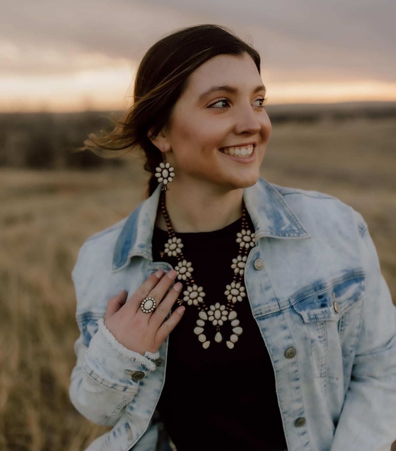 Rustic Couture's Western Jewelry Set for Women Cowgirl Vintage Western Necklace Earring - Image 4