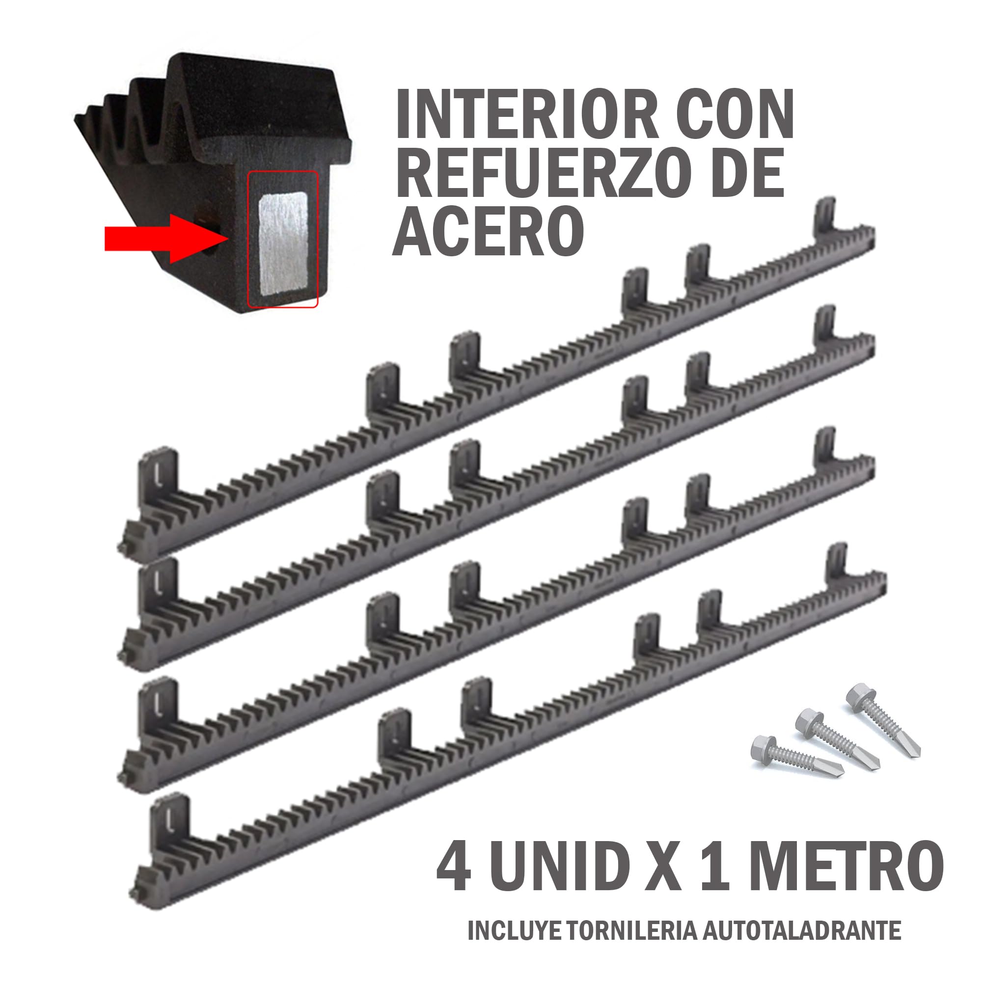 Kit Completo Motor corredera Profesional para automatizar Puertas y cancelas correderas de hasta 500 kg de Peso, con Cremallera de Nylon y Acero, fotocelula, mandos, y Placa de maniobras.