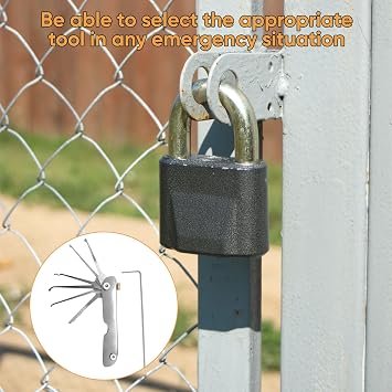 7-in-1 Lock Picking Kit – Stainless Steel Folding Lockpick Set with Single Hook Picks – Portable Locksmith Tools for Practice & Emergency Use – Lock Picking Tool for Beginners