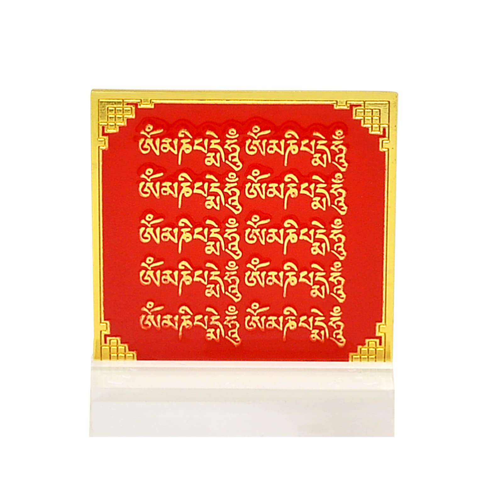 juanxian FengShui Kuan Yin Pouring Water of Life Plaque w Stand W5020, Gold/Red, 3.15 x 0.39 x 3.15 inch - Image 4
