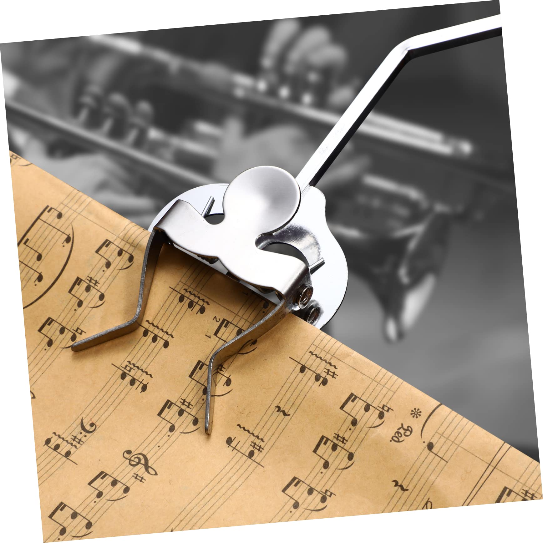 BESPORTBLE Sheet Trumpet Trombone Lyre Music Clip Holder Silver Plated Clamp Sheet Music Stand for Marching Bands Lightweight Portable Accessory for Musicians and Performers