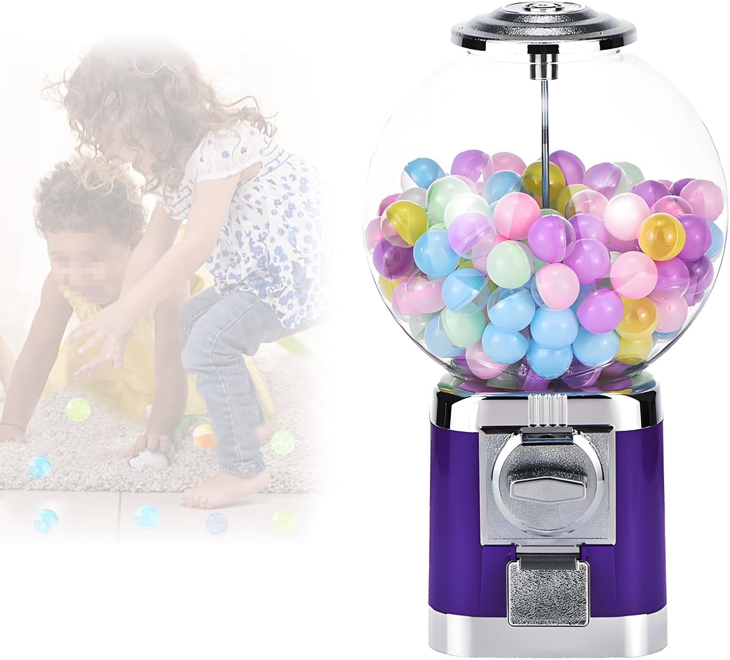 Purple Coin Operated Gumball Vending Machine with Key - Ideal for Shopping Malls, Retail Stores & Centers - Fun Capsule Dispenser for Kids & Businesses