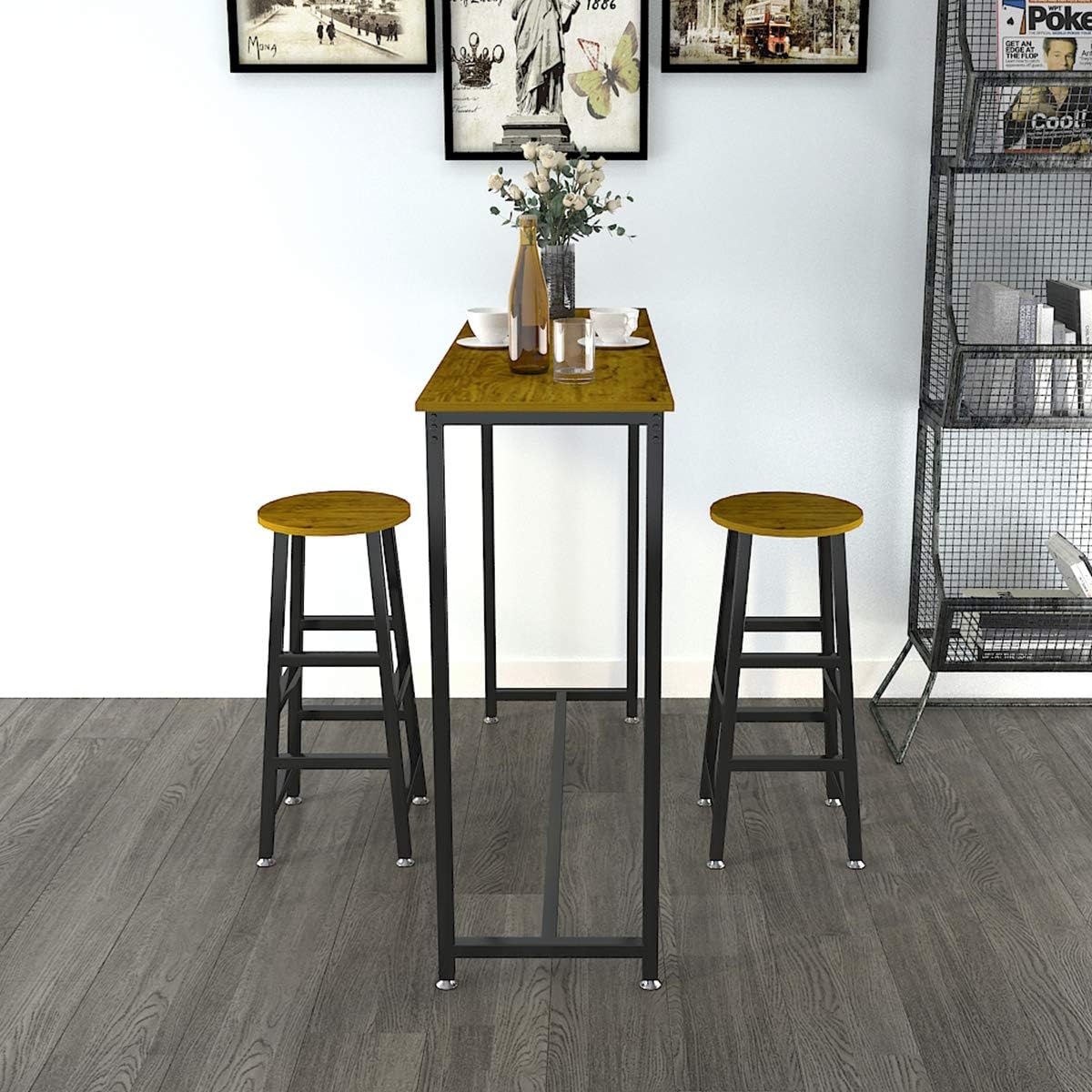 sogesfurniture 3Piece Bar Table Set, 47 ”Pub Dining