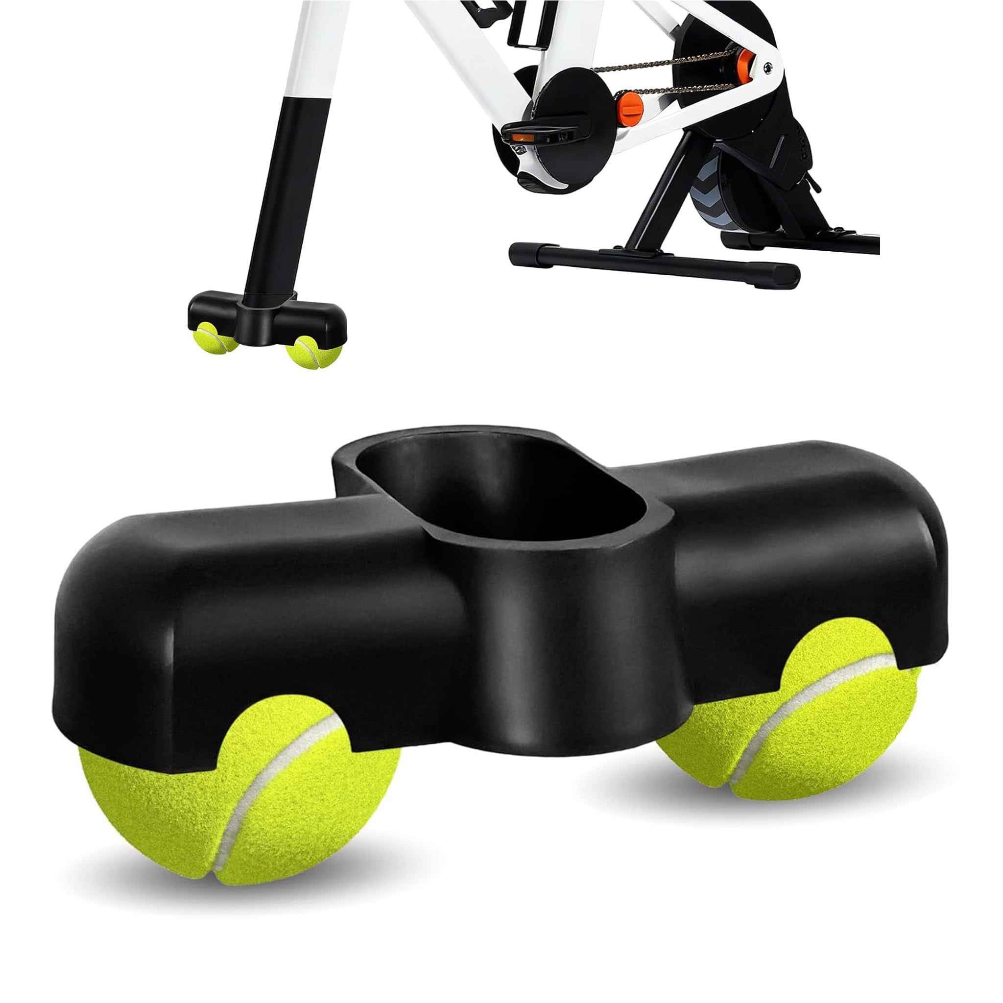 Silent-Qiaoyou Indoor Cycling Snap Rocker Feet Adapters for Zwift Ride Front Leg with 2 Pack Tennis Balls, Indoor Trainer Workout Equipment Accessories