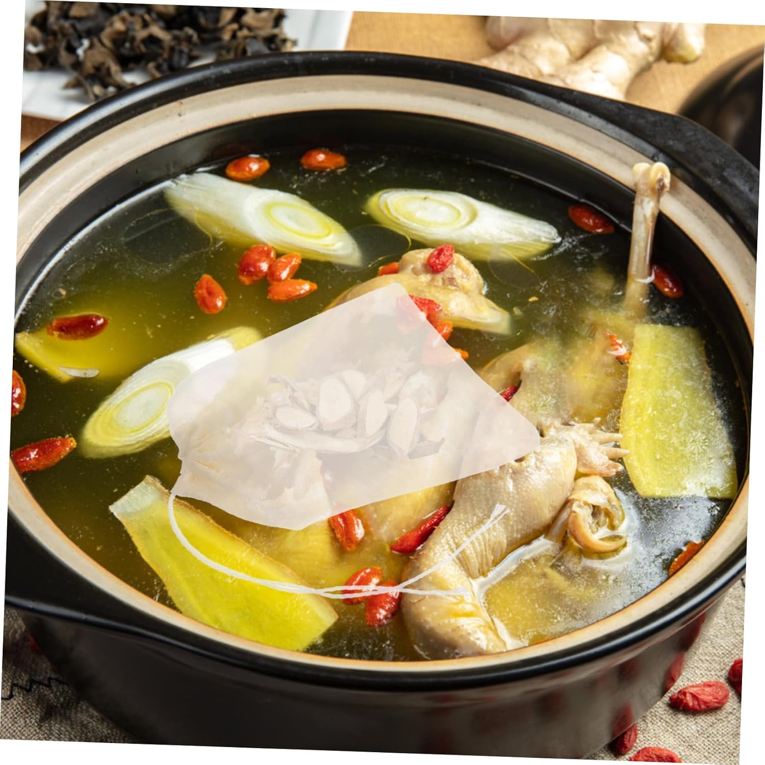 Alipis 250pcs Fine Mesh Drawstring Bag Reusable Tea Steeper for Soup Stew Seasoning and Medicine