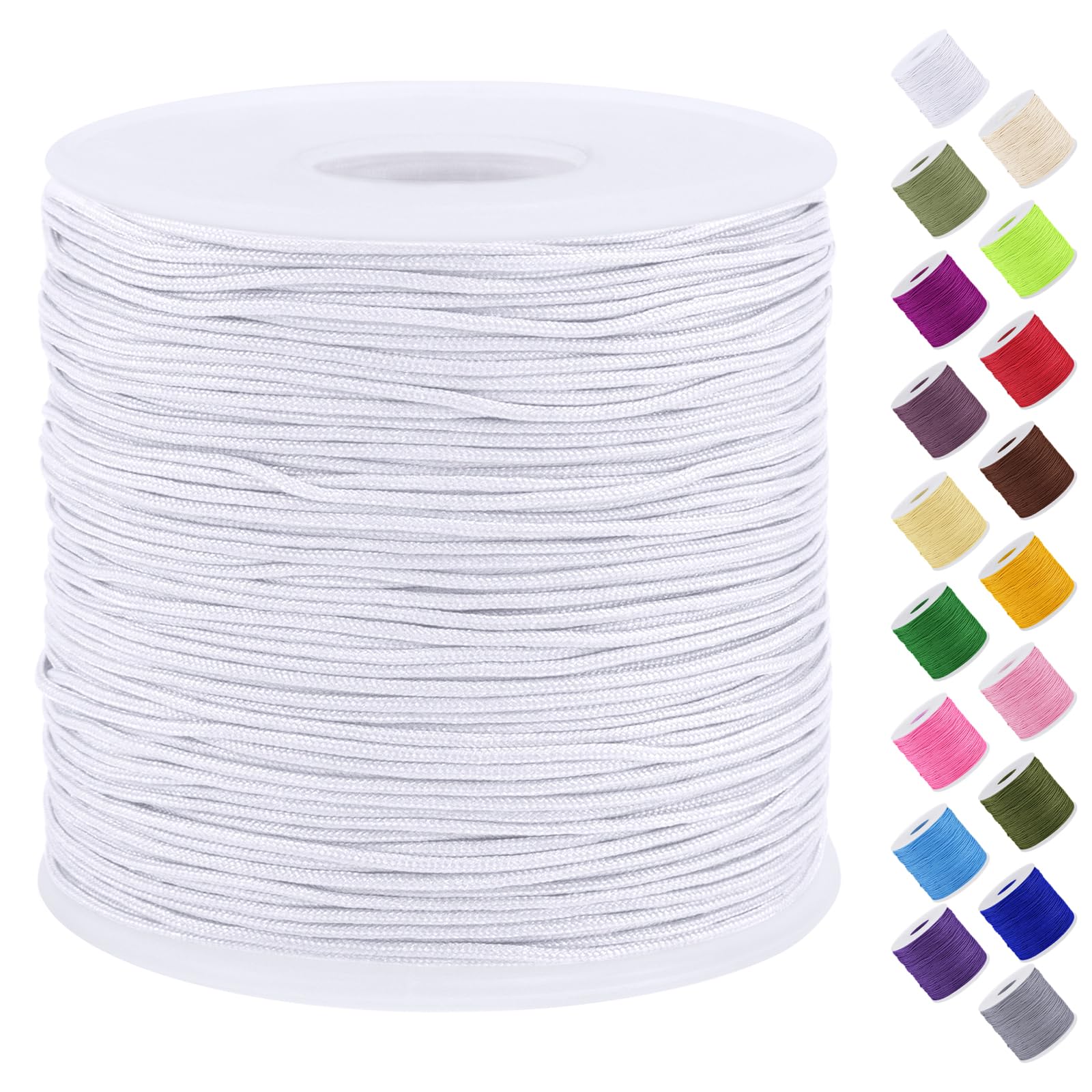 Uiopa Nylon Cord, 0.7mm x 131 Yards Nylon String for Bracelet Making, Beading Thread Bracelet Cord for Necklace, Jewellery Making, Macrame, DIY Crafts, White