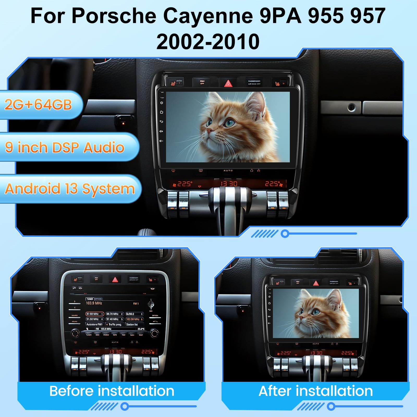 NHOPEEW Autoradio Android 2G+64G Pour Porsche Cayenne 2002 NHOPEEW Autoradio Android 2G+64G Pour Porsche Cayenne 2002
