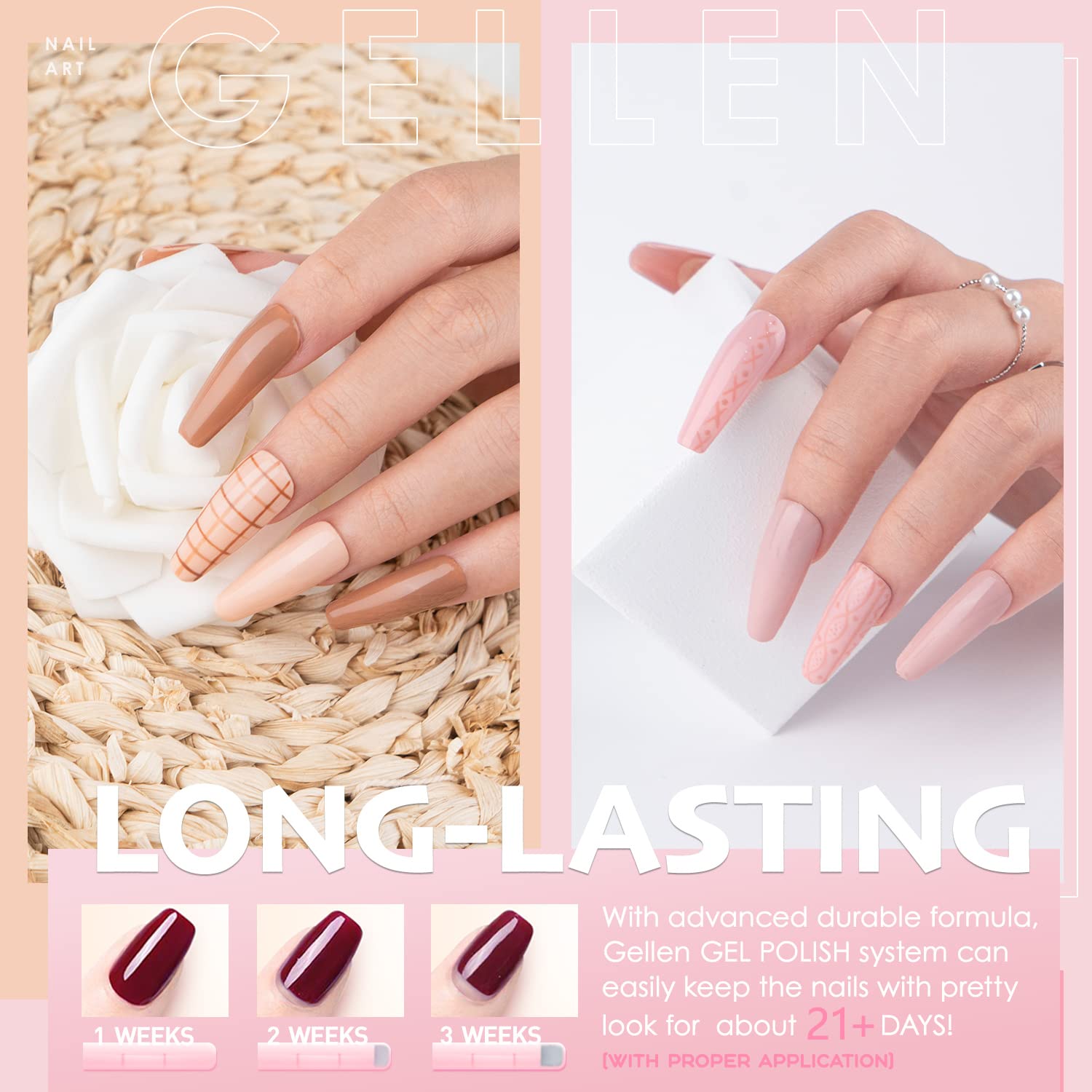 Amazon.com : Gellen Gel Nail Polish Kit - 6 Colors SandyBrown Nudes  Neutrals Skin Tone, Pigmented Popular Warm Nail Art Gel Home Gel Manicure  Set : Beauty & Personal Care