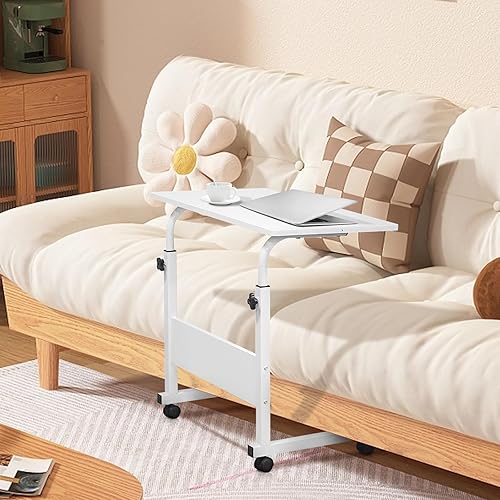 Miniatura 37 de Karl home Mesa móvil pequeña de 23.6 pulgadas, escritorio para computadora con ruedas, altura ajustable, carrito de computadora portátil, mesa Negro