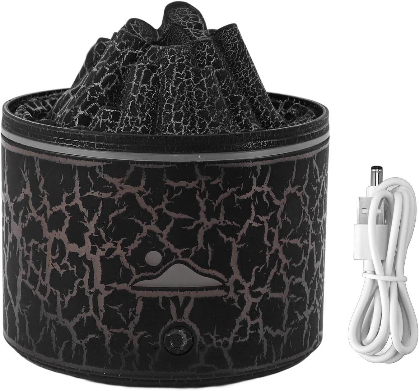 Volcano Humidifier Essential Oil Diffuser Flame Humidifier Ambient Light Stress Relief Sleep Aid Gift for Home Office (black)